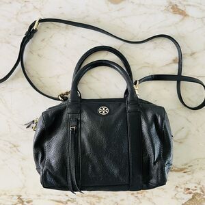 TORY BURCH Brody Black Leather Small Satchel Duffel Crossbody Bag